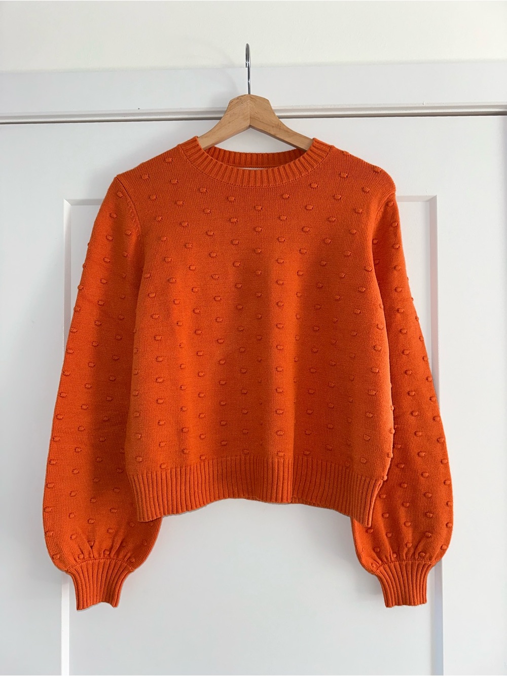 Contemporaine par Simons Burnt Orange Bobble Knit Balloon Sleeve Sweater Size S